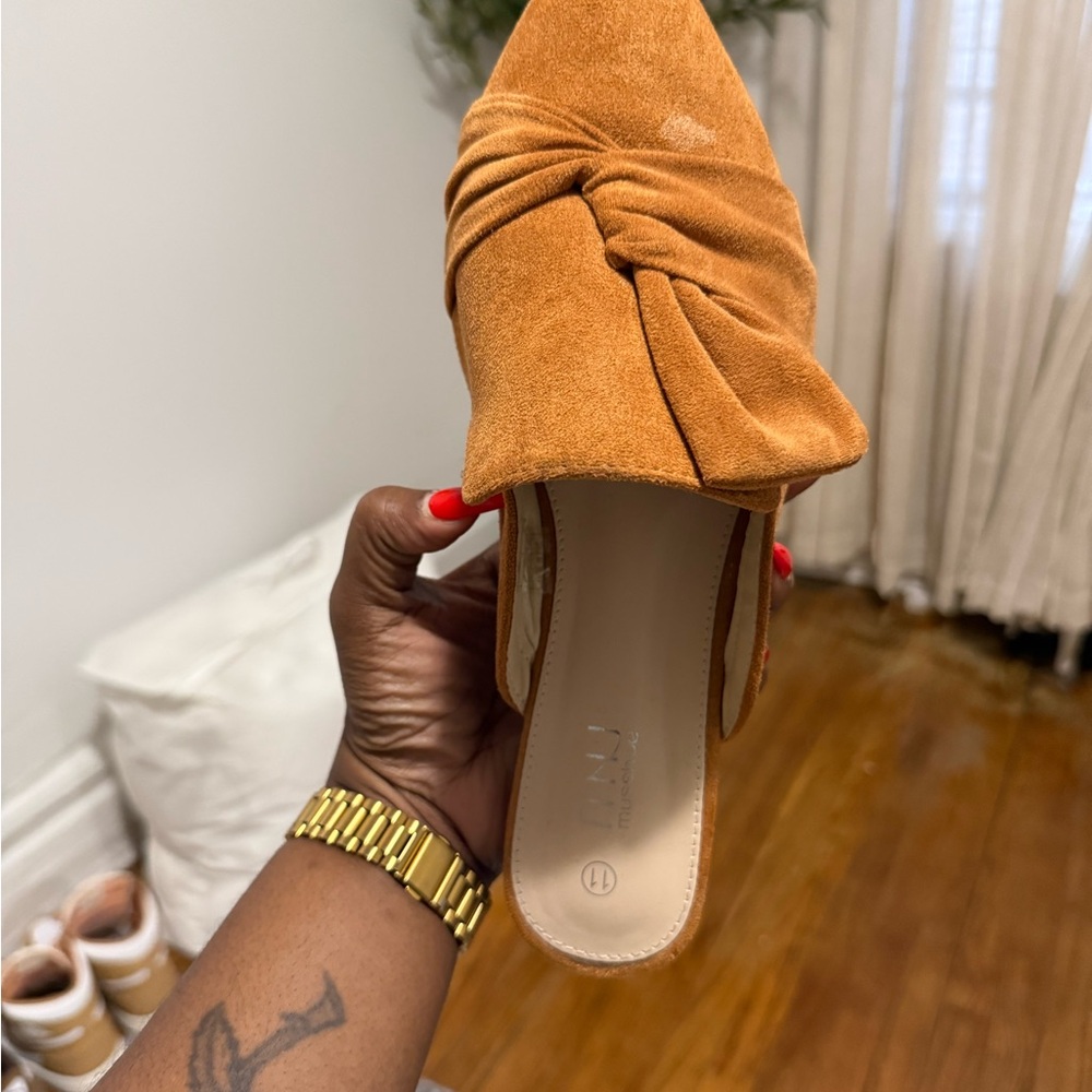 Miista Orange Suede Mules